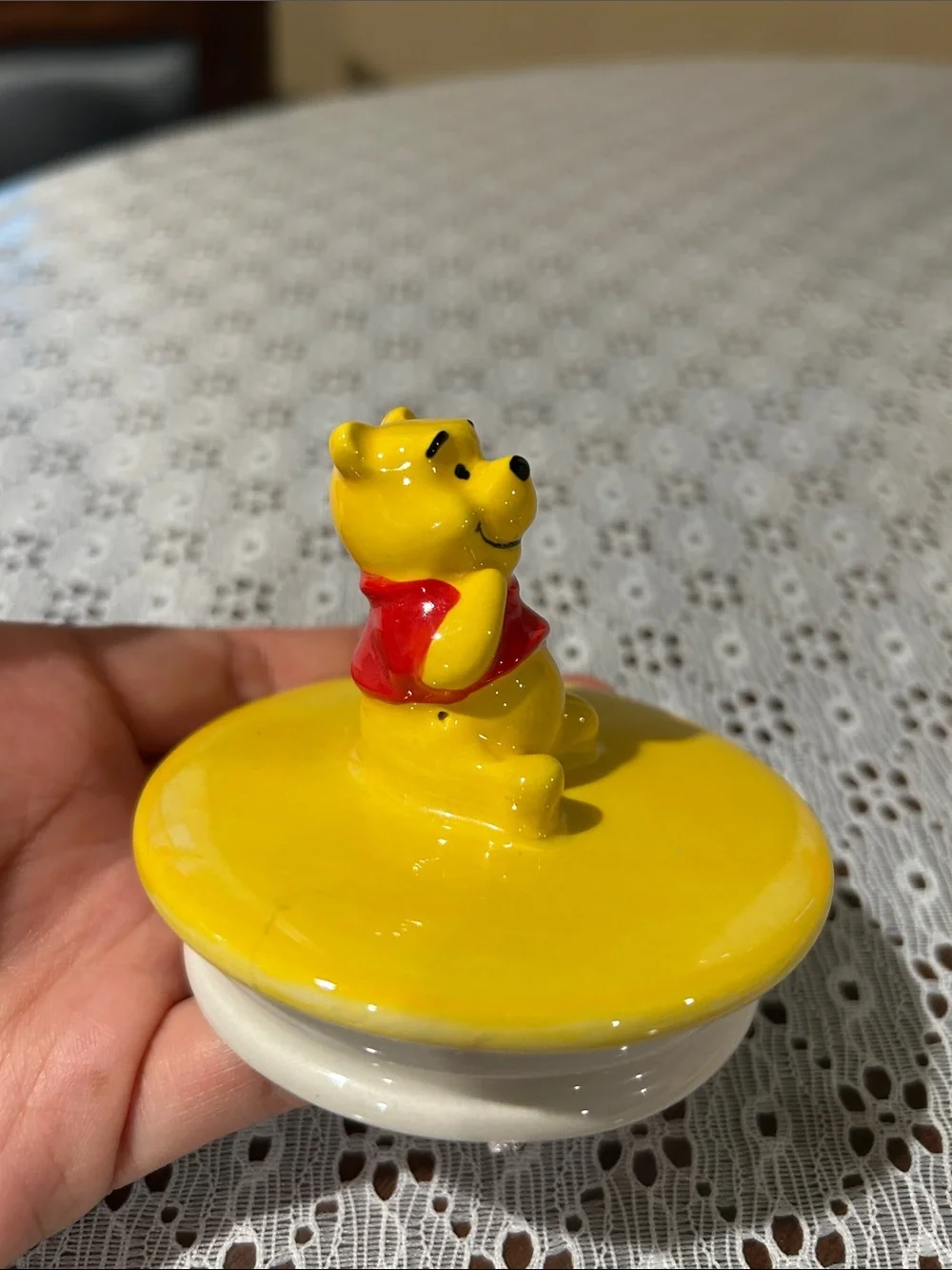 Winnie the Pooh Figurine Lid with Red Scarf